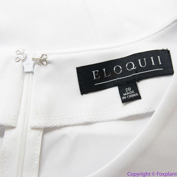 Eloquii White Midi Dress with Flared Sleeves - Picture 11 of 15